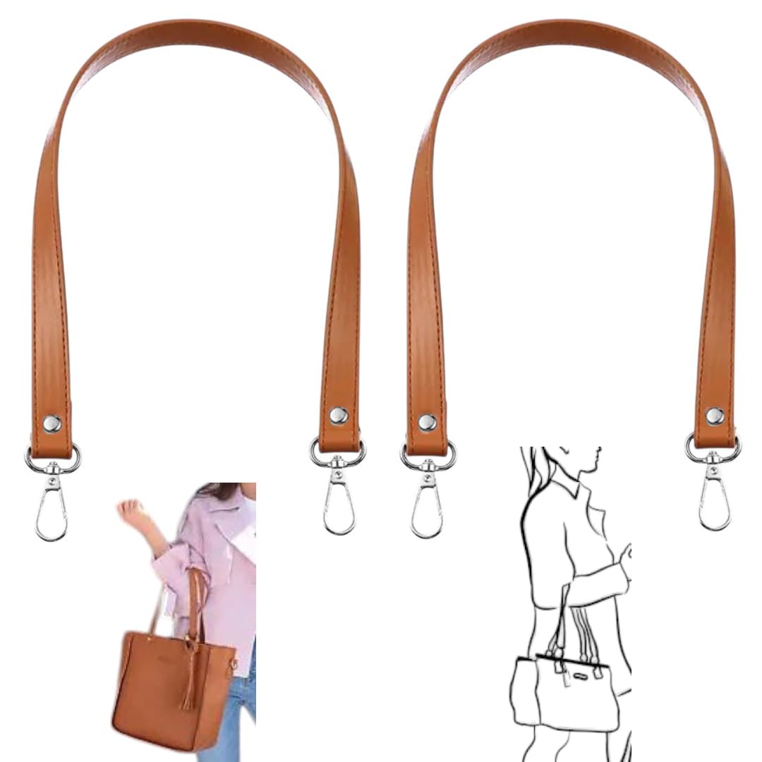 Pu Leather Bag Handles Brown Color Silver Buckle Replacement Strap Medium Size Length 20" inches Width 0.8 inch Width For All Kinds Of Fashionable Hand Bags Shoulder Bags Short Bags.-image-33