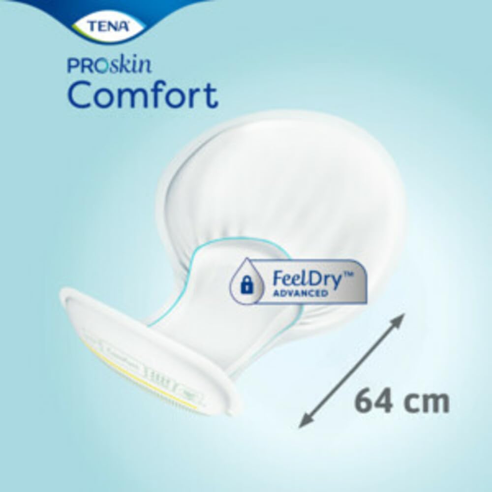 TENA ProSkin Comfort Super - Almohadillas para incontinencia, 7 gotas de alta absorción, 2 paquetes de 36