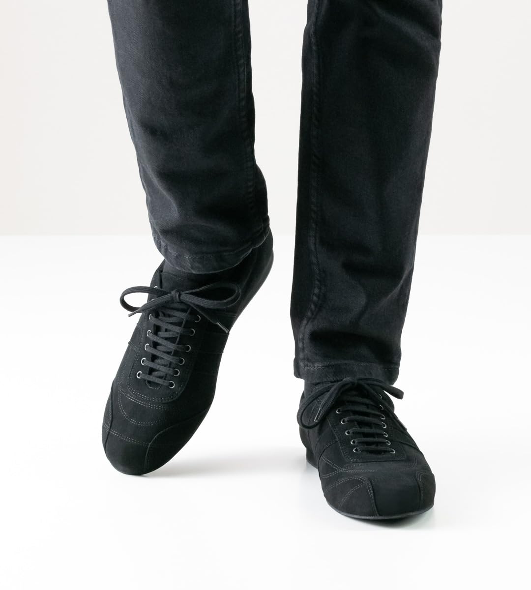 Werner Kern Herren Tanzsneaker/Tanzschuhe Cortino 28060 - Veloursleder Schwarz - Normalweite - 1,5 cm Soft-Heel Absatz - Made in Italy