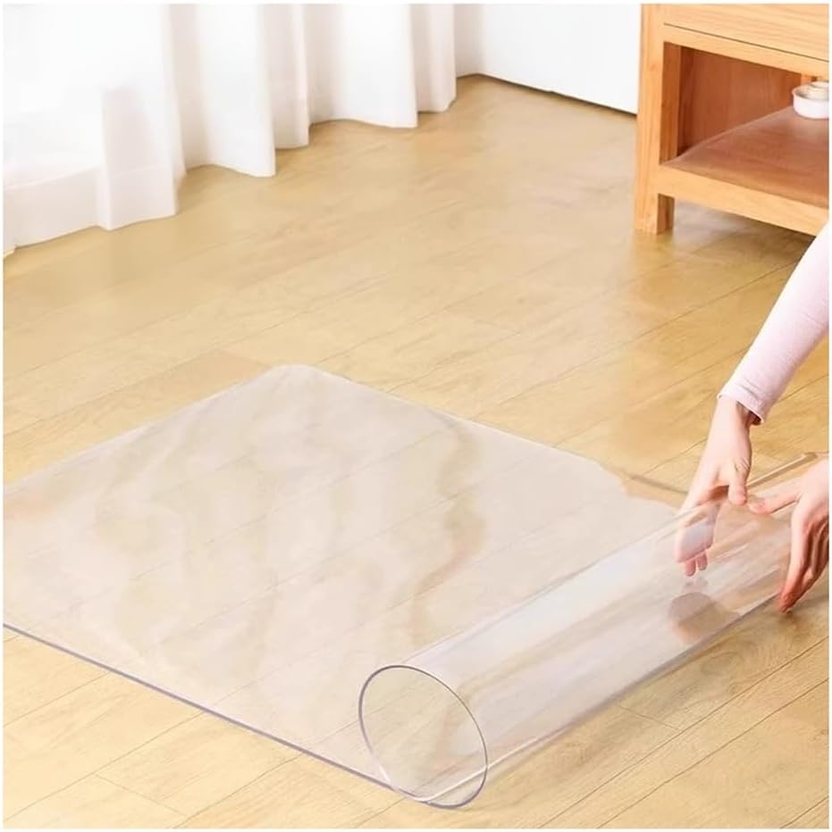 Areas Mat for Hardwood, 2mm Thick Transparent PVC Rug Floor Protector, Anti-Scratch Floor Mats for Bedroom, Living Room, Dining Room(122x153cm)