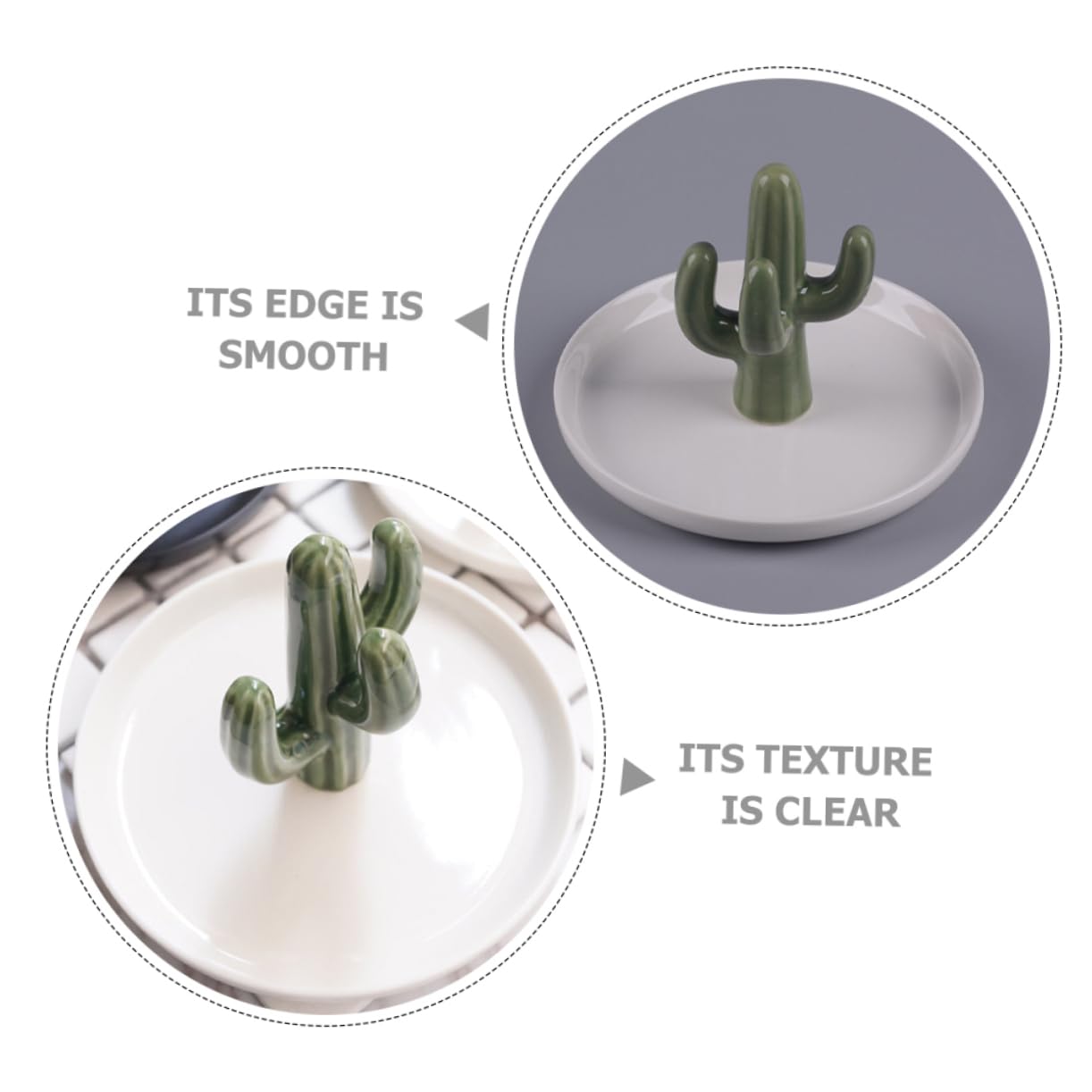 TOPBATHY 2piezas Plato Joyería Cerámica Cactus Almacenamiento Joyas Organizador Anillos