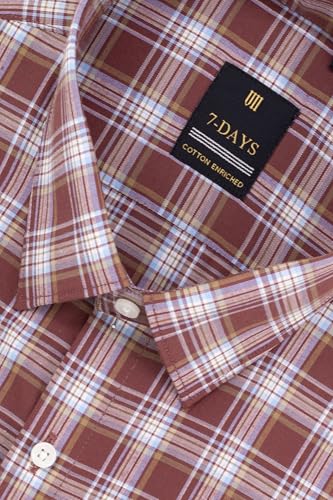 Image of 7-DAYS Men's Premium Checks Formal Shirt - Cotton Rich, Regular Fit, Full Sleeve, with Pocket, Wrinkle Resistant - Stylish Office & Everyday Wear.
