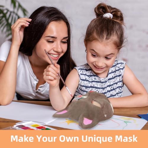 NOONEAU Therian Masks with Fur and Eye Mesh, 4-PCS Cat Therian Set for Kids' Arts & Crafts, DIY Ani