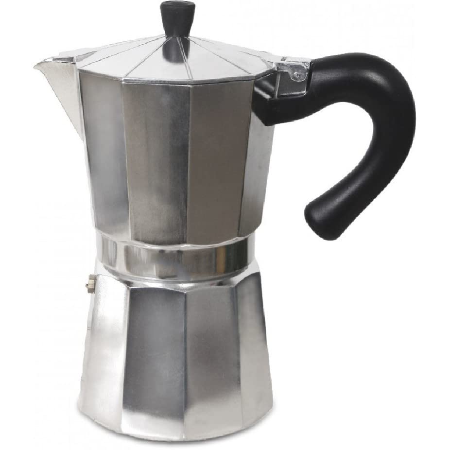 Suinga Cafetera Clásica Italiana De Aluminio Duradero Y Resistente. Capacidad De 9 Tazas. Color Gris