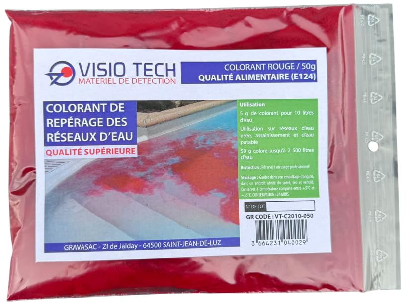 Recherche de fuites facilitée par le colorant de repérage rouge 50 g