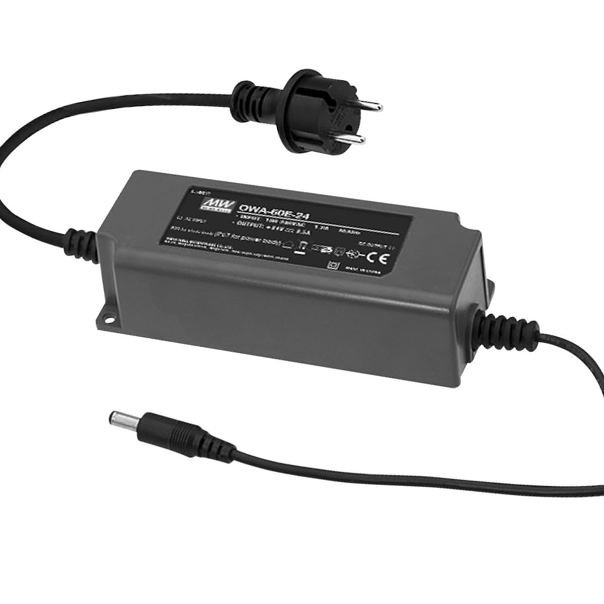 WITTKOWARE OWA-60E-30 IP67 Outdoor Tischnetzteil | 30VDC 2A 60W Desktop Netzgerät | Wasserdichtes Schaltnetzteil mit 5,5/2,1mm Hohlstecker | für LED & Geräte