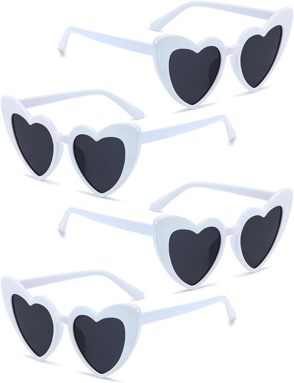 4 Pack Heart Shaped Sunglasses Trendy Cat Eye Love Heart Glasses Vintage Retro Heart Sunglasses for Women