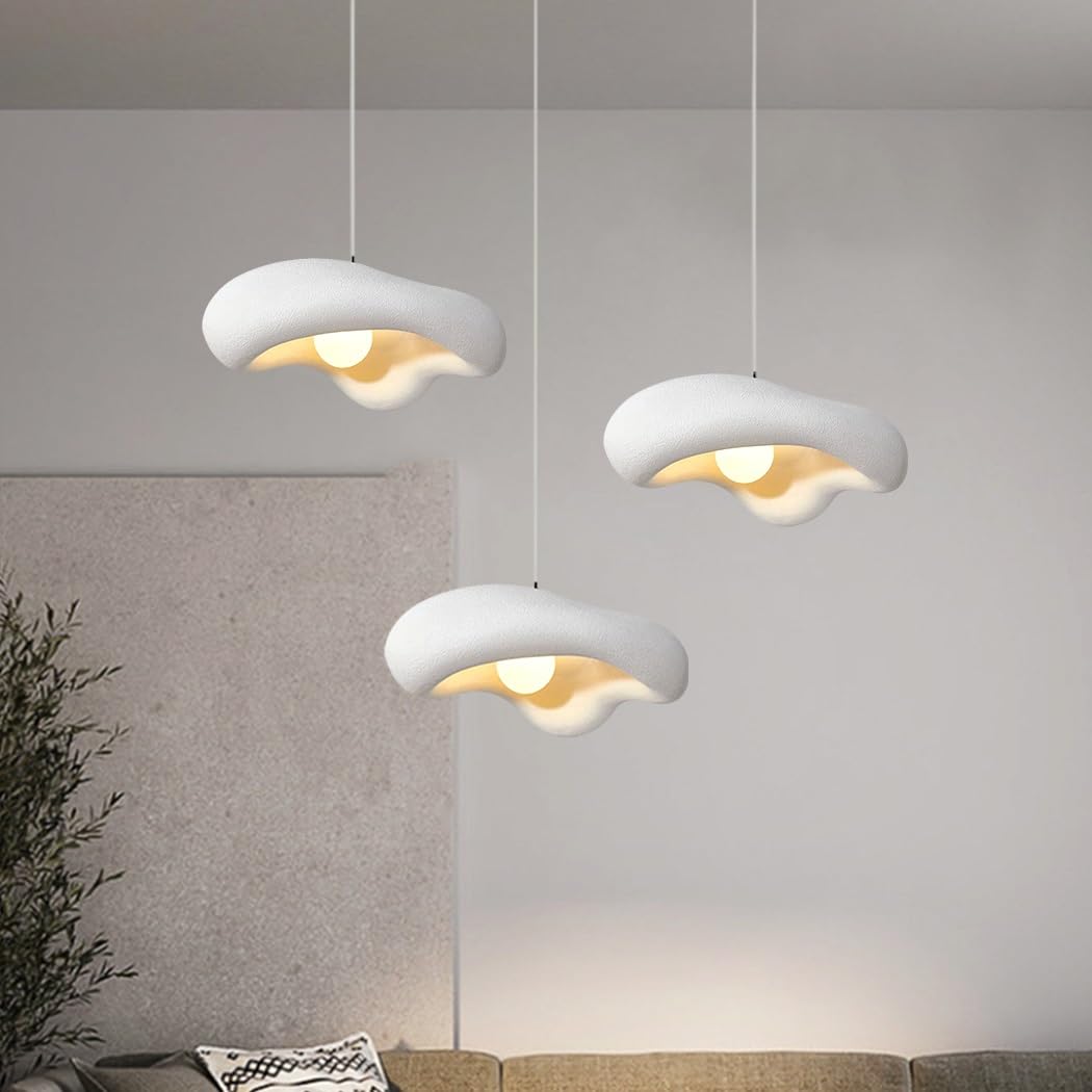 Kreatywna Kwiatowa Lampa Wisząca Wabi-Sabi Lampa Wisząca E27 Nowoczesna Lampy Wiszące Polistyren Lampa Styl Nordycki Do Sypialni Salonu Jadalni Kuchni Pokoju Dziecięcego Żyrandol(White,B)
