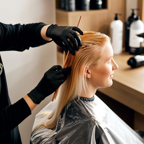 2pairs hair dye gloves reusable cleaning gloves black rubber glove non-slip bouncy professional hair coloring accessories for salon hair dyeinglarge