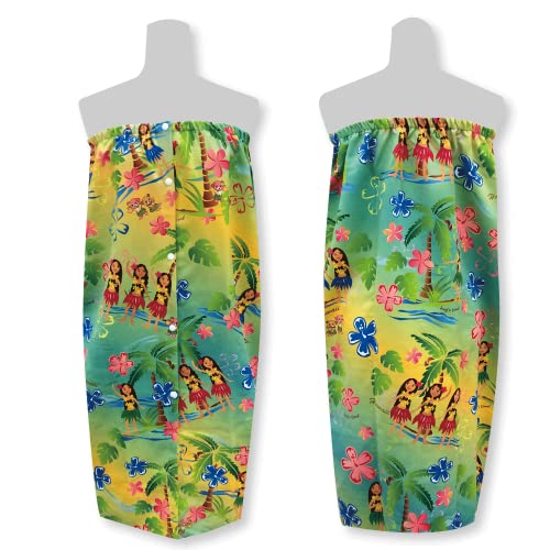 光触媒マイクロファイバー サラッとドライ「 ハワイアンまきまきタオル フラガール グリーン」 83㎝×125㎝ アスカタオル 抗菌・消臭タオル