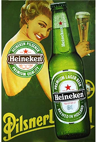 GCOCL Heineken Gril Metal Plaque Tin Wall Sign Retro Iron Painting Warning Wall Poster for Cafe Pub Bar Gaming Room Wedding Gift
