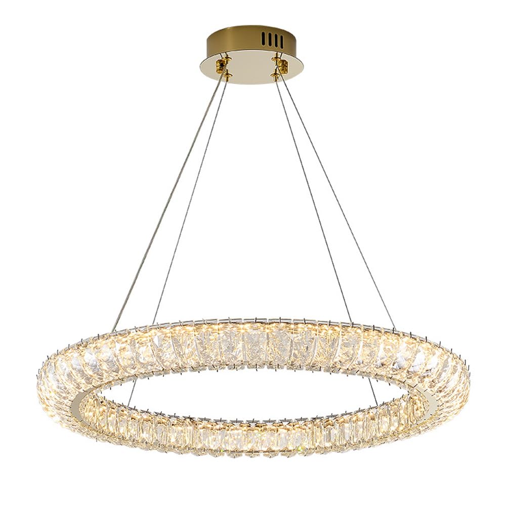 Hall d'entrée suspension en cristal anneau moderne LED grand salon