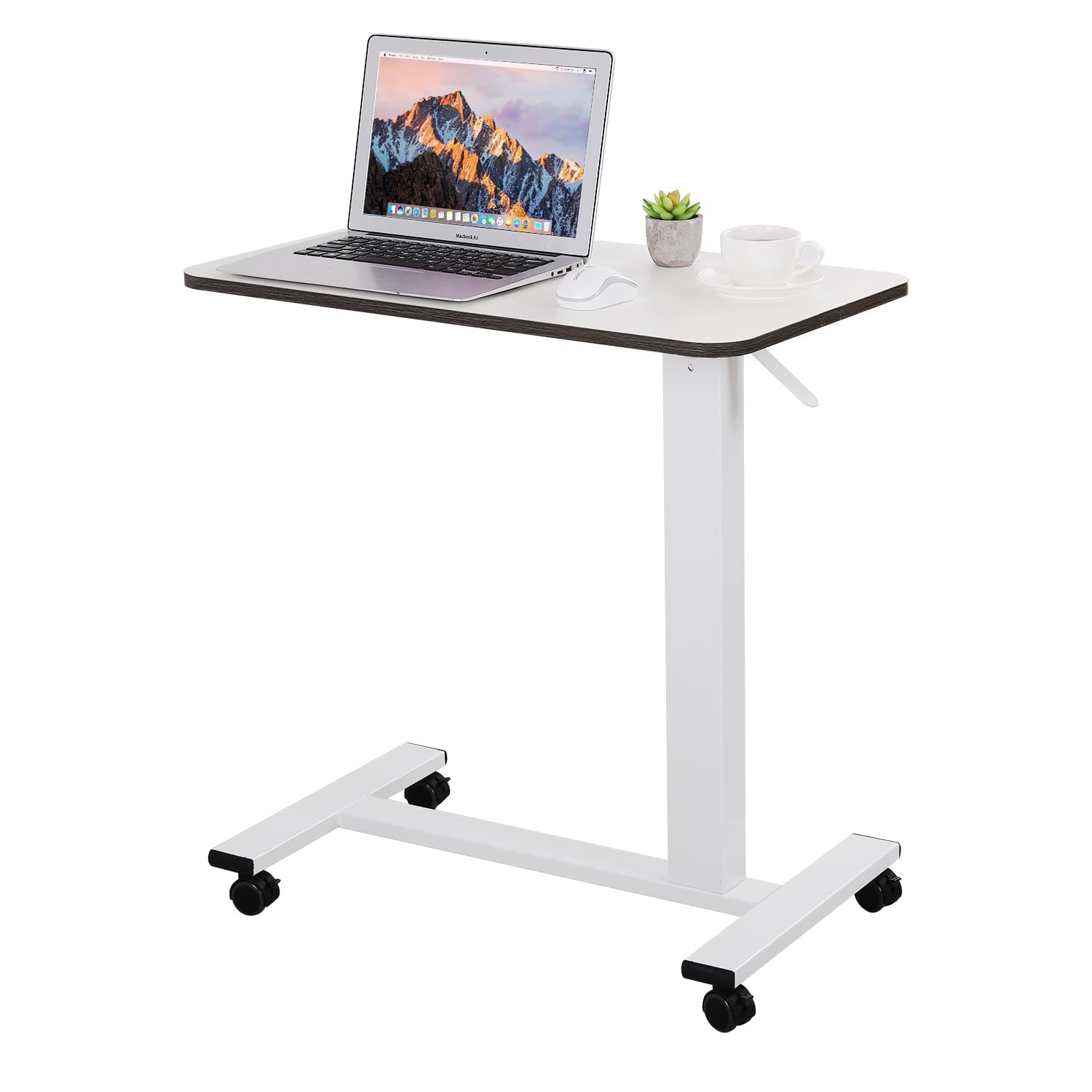 HITACTS Overbed Table Height Adjustable Desktop Bed Side Table with Wheels Lockable Rolling Standing Laptop Desk Hospital Bed Table - 27.5" L x 15.7" W x 28-43" H