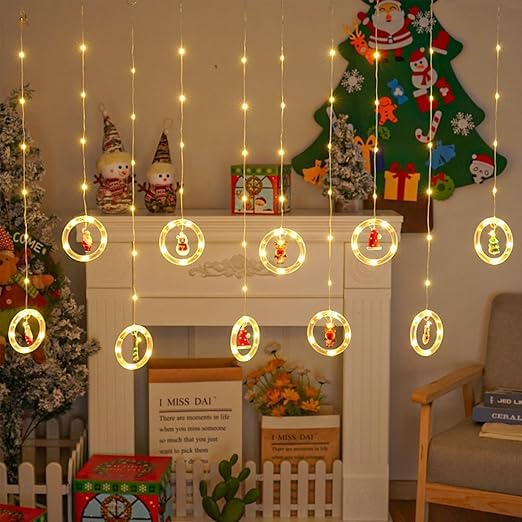 Image of V.E.S.P.A 3.5m 90 LED Santa Ring String Lights - 10 Modes for Festive Home Decoration, Perfect for Indoor and Outdoor Celebrations (Warm White)