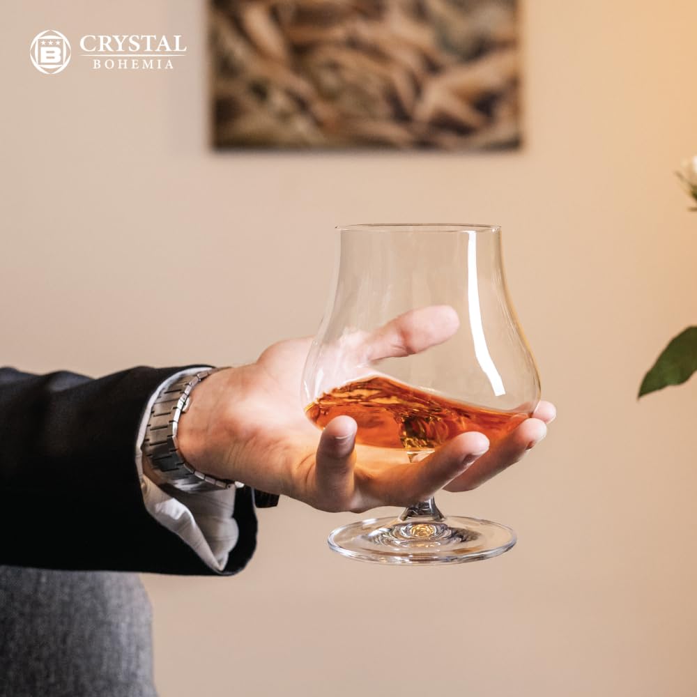 Crystal Bohemia Cognacgläser - 6er Set, je 575 ml, spülmaschinenfest, robust, kratzfest & bleifrei - Elegante Kristallgläser für Cognac, Brandy & edle Spirituosen - Ideal als Geschenk