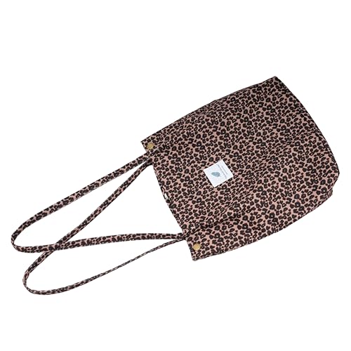 Image of TOPASION Cute Corduroy Tote Bag Canvas Shoulder Handbags for Women Travel Shopping