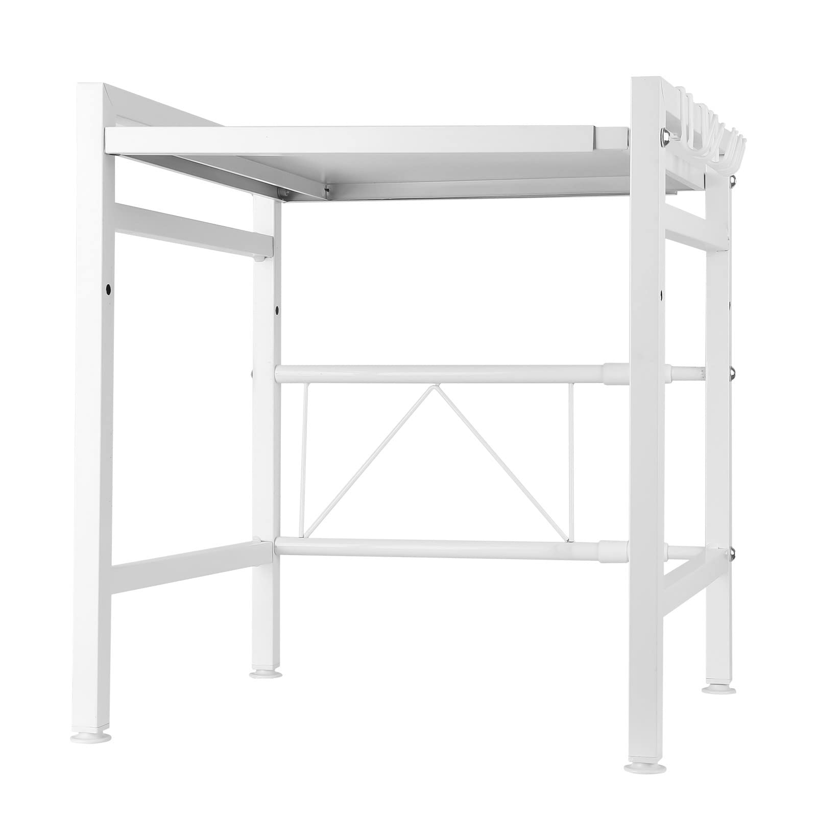 OHMG Mensola da ufficio, altezza regolabile, ripiano da scrivania da appoggio, ripiano portaoggetti in ferro, supporto per display multiuso, supporto per stampante(bianco (40/64 x 36,5 x 45 cm)