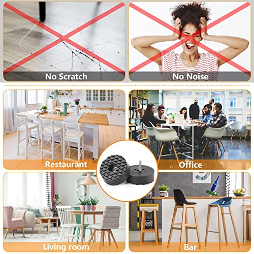 Image of Screw-On Rubber Feet for Furniture - 60PCS Floor Protector for Chair Leg - 0.7 inch Sturdy Feet for Cutting Board Non Slip - Black Furniture Pad for Hardwood Floor - Durable Furniture Rubber Bumper