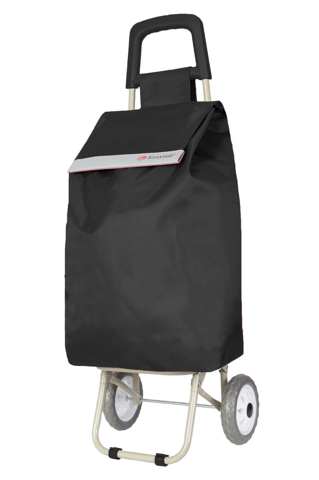 Urban London Extra Large Shopping Trolley 60L with 2 Wheels – Lightweight Foldable Grocery Cart, Strong Polyester Bag, Easy Pull Shopping Trolley for Groceries & Travel (Black)