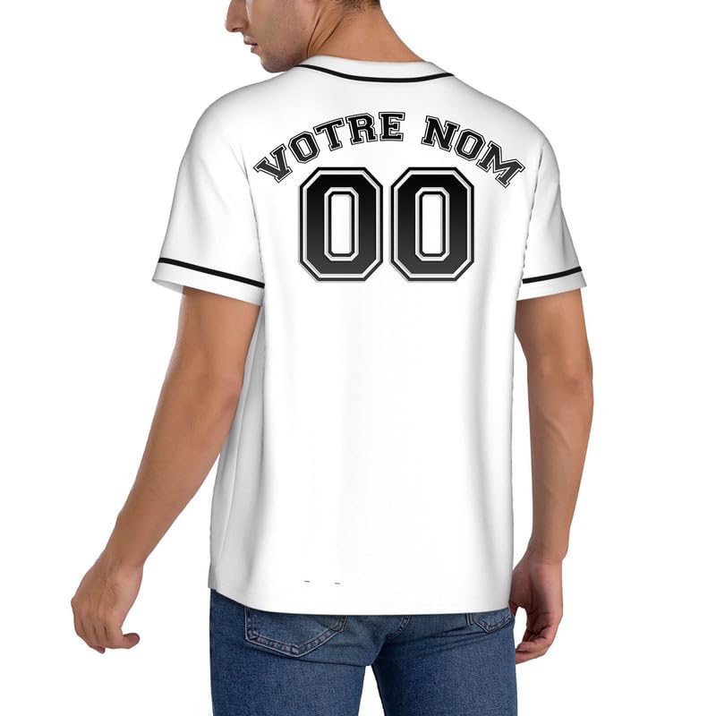 Maillot de Foot personnalisé Jersey Baseball Homme avec Prénom Logo Cadeau Personnalisable S-4XL