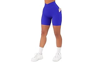 SUUKSESS Women Cross Workout Shorts with Pockets 5" High Waist Booty Biker Short