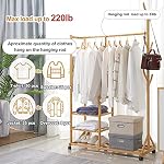 Homde Clothing Rack Bamboo Garment Rack Rolling Coat Rack Multifunctional Bedroom Hanging Rack Clothing Organizer Hat… - Image 6