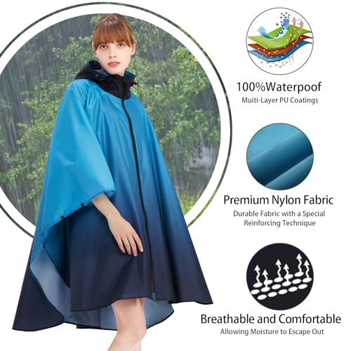 Image of salamra Rain Poncho Jacket - Hooded Waterproof Raincoat with Pocket for Women Men Adults