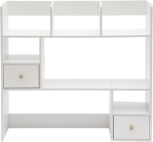 Organizador de escritorio con cajones, estante de escritorio, estante de escritorio con cajones, estante de mesa con mesa de almacenamiento,