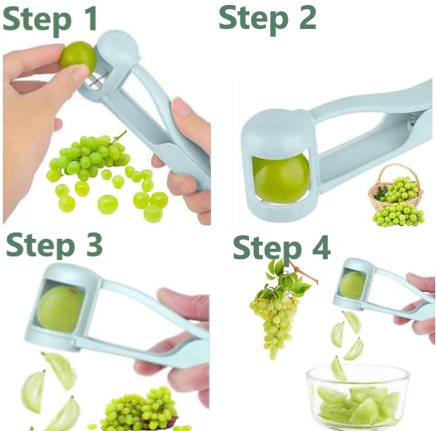 valRegBill Grape Cutter for Toddlers - Food Grade Fruit Cutting Tool with Serrated Blade - Easy to Handle Grape Quarter Cutter Fun Kitchen Gadget for Grapes, Strawberries, Cherries, Tomatoes