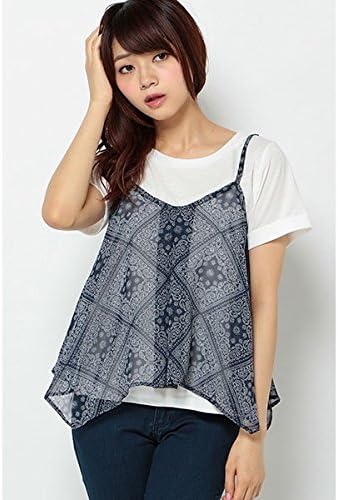 Amazon ヴァンスエクスチェンジ レディース Vence Exchange バンダナガラキャミアンサンブル 58ネイビー 09 M 9ゴウ Tシャツ カットソー 通販
