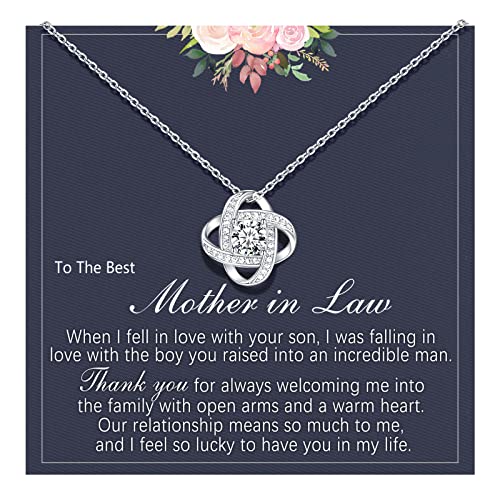 Product Image of the UNGENT THEM Mother in Law Mothers Day Birthday Christmas Gifts from Daughter Wedding Bride Infinity Love Knot Mom Necklace Jewelry