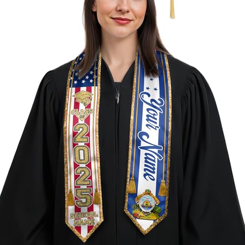 Mostefy Personalized Honduran Graduation Stole Sash 2025, Custom Honduras Grad Sash, Honor Stole for Graduation for Students4