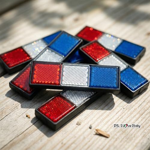 Image of P.S. I Love Italy USA Flag Reflective Car Sticker - USA Colors Bumper Stickers, Peel and Stick Automotive Exterior Reflector for Bumper, Fender, Wheel Arch, SUV, Pickup Truck & Trailer