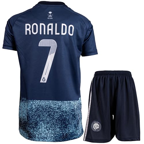 Kaymazade Al NASSR Ronaldo #7 Auswartz Kinder Trikot mit Kurz,...