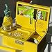 HASHSTASH The OG Storage Box - Large Bamboo Box with Combination Lock, Magnetic Lid, Organizer Tray, Airtight Tube and 3 Jars - Discreet Decorative Locking Wooden Box with Accessories (Yellow/Gold)