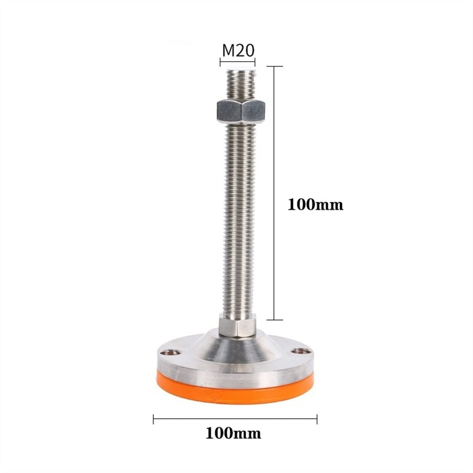Stopki poziomujące ze stali nierdzewnej 304 i gumy | D100xM16/M20x100/150mm 4 szt. Stal nierdzewna 304 Poziomowanie mebli: regulowane wsporniki(D100xM16x150)