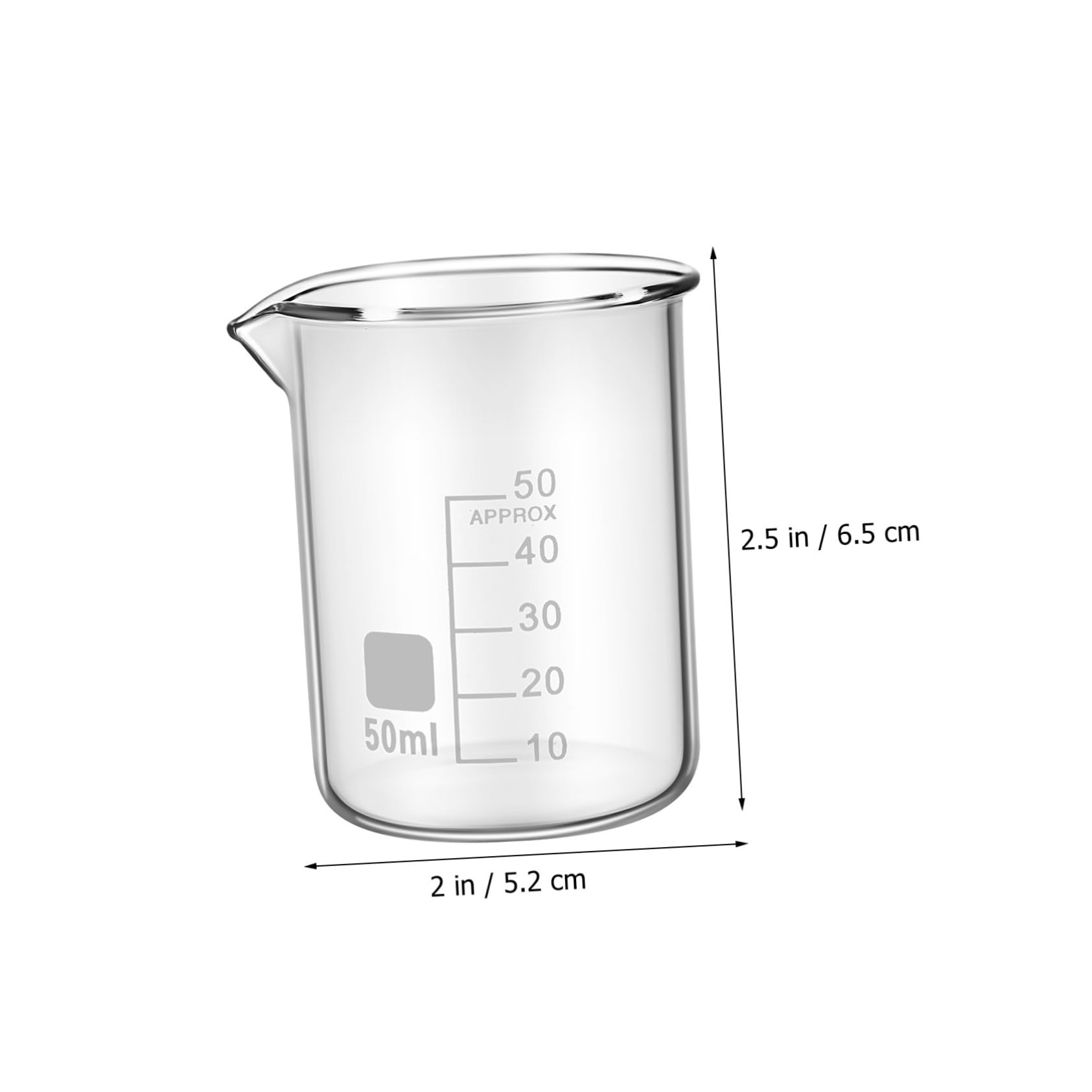 MUSISALY 50ml Graduated Lab Beakers Set Glass Measuring Cups Low Form Beakers Laboratory Glassware for Science Experiments