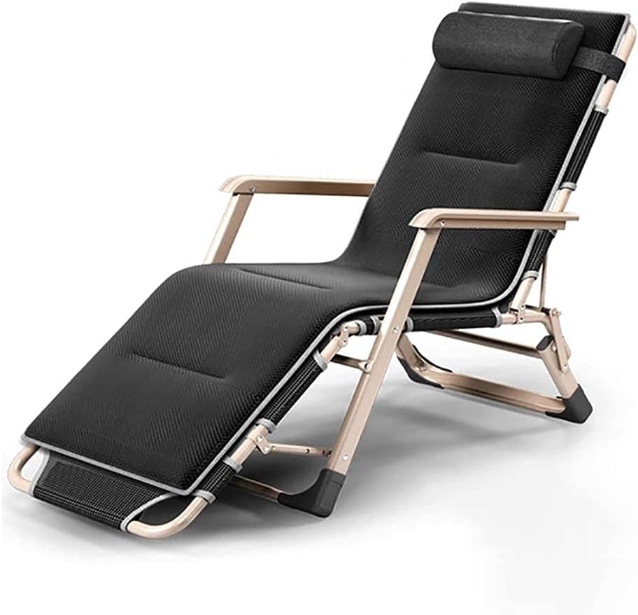 AERVEAL Sillas de Jardín con Tumbonas, Tumbonas de Jardín con Reposacabezas Acolchados, Sillón Reclinable Plegable para Exteriores de Tela Cómoda Y con Clip, E,a