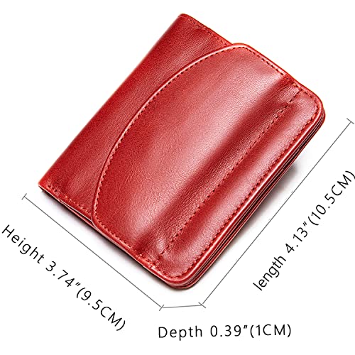 Small Leather Women's Wallet, Ultra-Thin Woman Travel Wallet with Coin Pocket, Compact Wallets for Women, Small Ladies Coin Purse (ST-Red)4