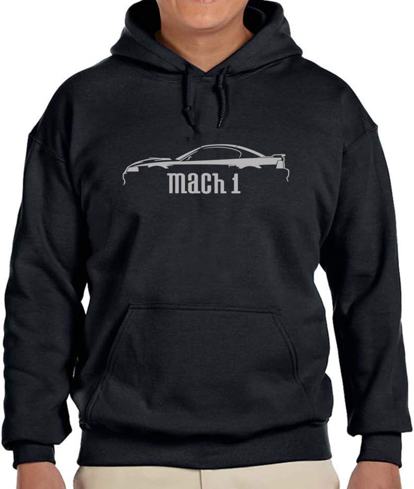 2003 2004 Ford Mach 1 Mustang Classic Silver Color Outline Design Hoodie Sweatshirt