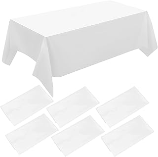ZeriTlolen 6 Packs White Table Cloth Party | 54x108 inch | White Plastic TableCover Party | Plastic Tablecloth | Party Disposable TableClothes for Partie