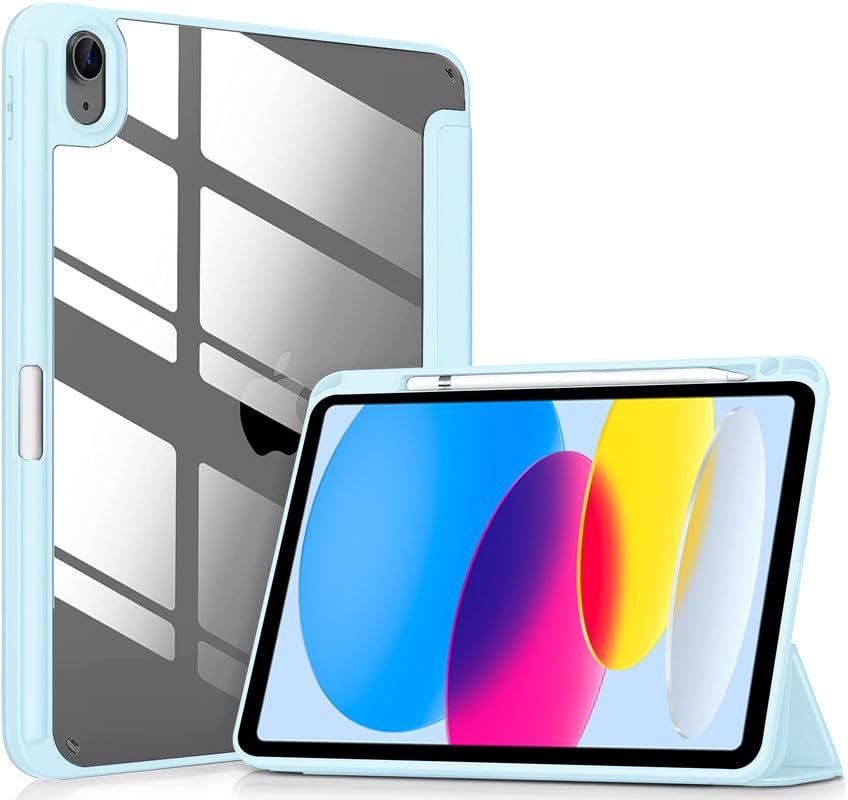 Robustrion Cover for iPad 11th (A16) / 10th Generation Cover Case (2025/2022) [Pencil Holder] (Right Side) [Auto Sleep Wake], Trifold Flip Stand Case for iPad 10th Gen/11th Generation - Light Blue