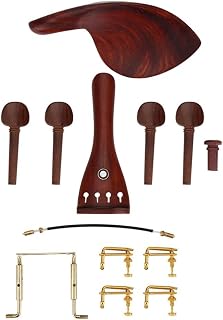 Violin Fittings Set for 4/4-3/4 Violins - Handcrafted Chinrest, Pegs, Tailpiece, Tuners & Endpin, Premium Wooden Accessories for Medium Violin‌