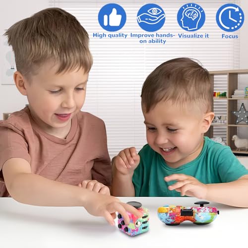 MPQDFG 2 Stück Anti-Stress-Würfelspielzeug, Zum Stressabbau Bei Verspannungen, Zappelnder Pad-Controller, Adhs-Autistische Kinder Hinzufügen (Farbe)