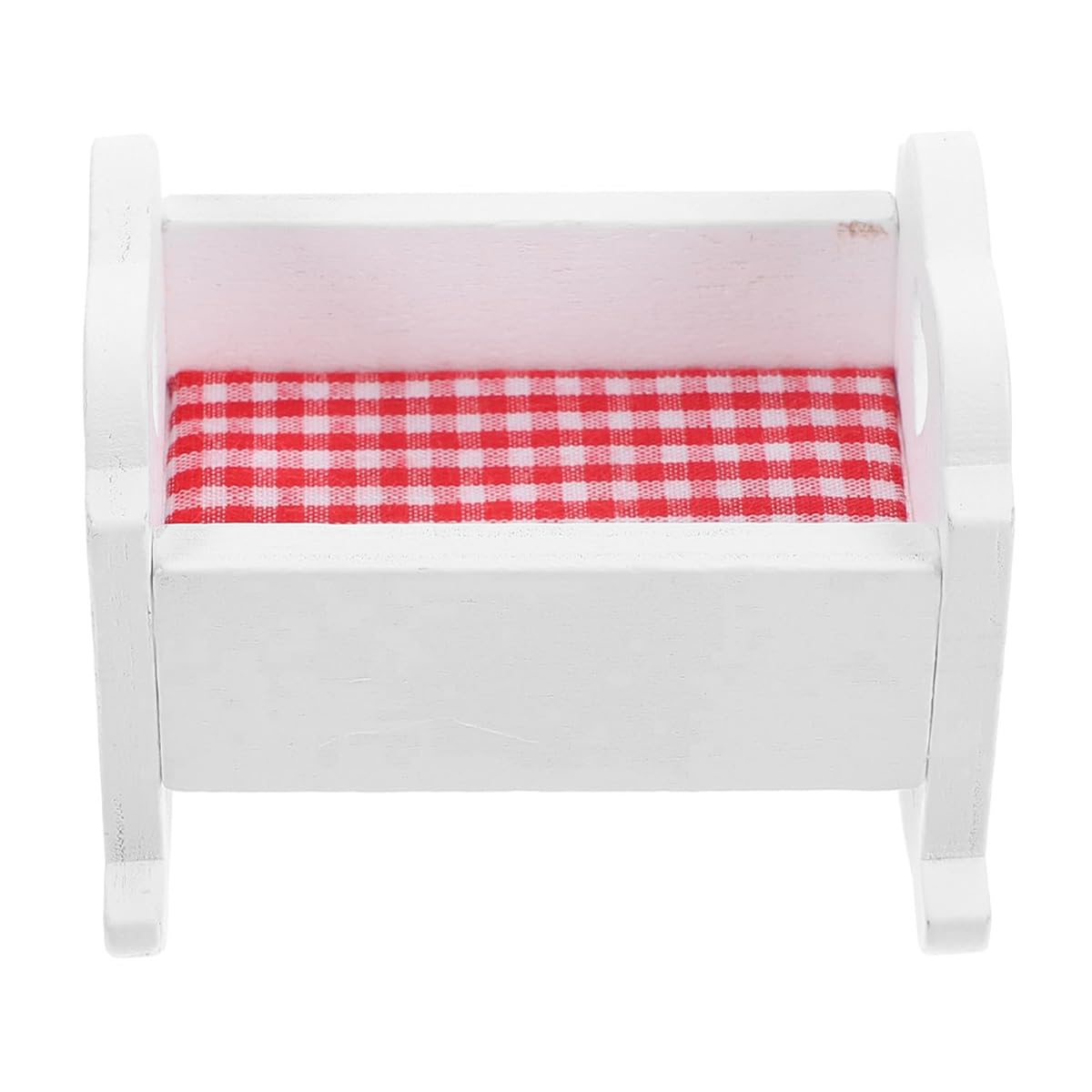 VOANZO Miniature Doll Bed White Wooden Cradle for Dollhouse Tiny Decor Cute Fashionable Miniature Furniture Ideal for Display Birthday Decoration and Collectibles