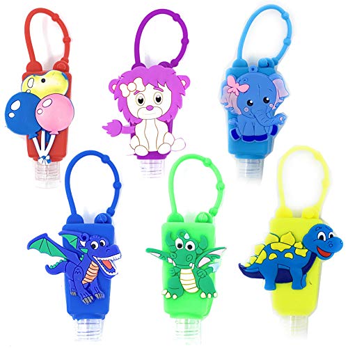 Botellas de Viaje Portátiles para niños,Contenedor Desinfectante de Manos, Botellas de Viaje Llavero,Mini Botella de Viaje Vacía para Rellenable Gel 30ml  6 Piezas