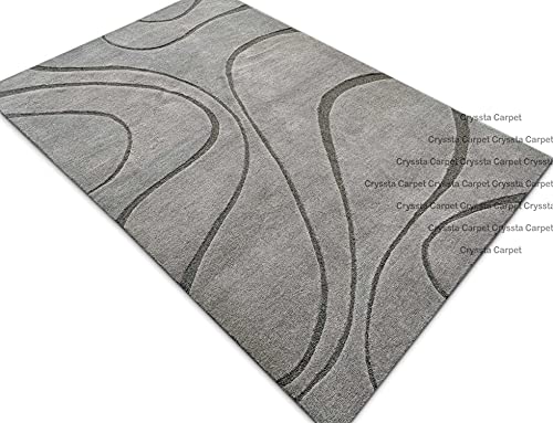 Image of Ocean Wave Modern Carpet for Living Room Bedroom and Hall Size (8 x 11) Feet Color Grey