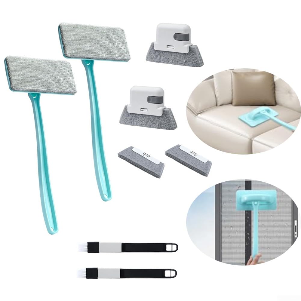 Kit de 8 limpiadores de pantalla de ventana, cepillo de doble uso para malla y vidrio, herramienta eficiente de eliminación de polvo y escombros, ideal para zonas de difícil acceso, perfecto para la