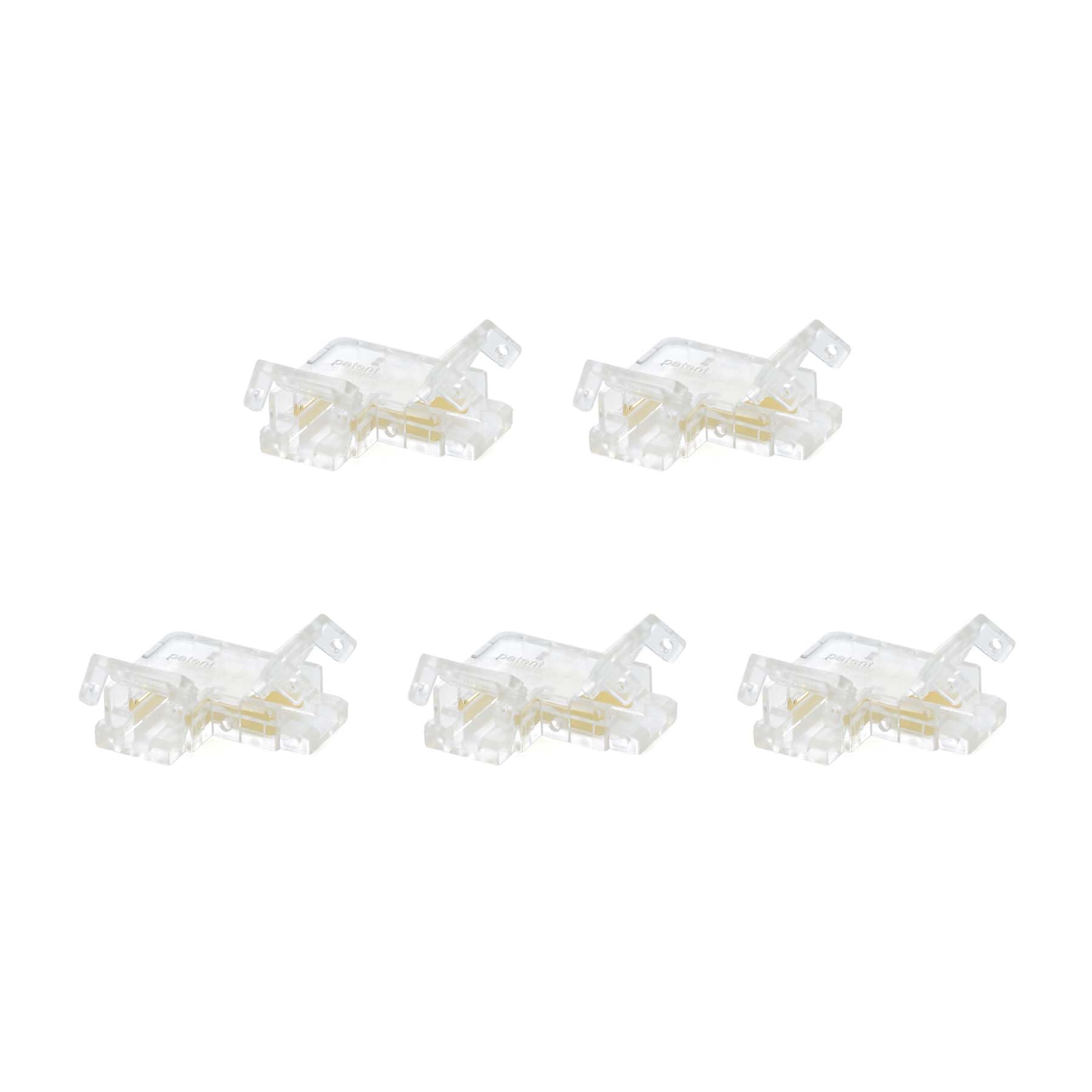 G.W.S® Solderless L Shape Corner Connectors, for 8mm Wide 2 Pin Single Colour LED COB Strip Lights, Pack of 5 — image 1