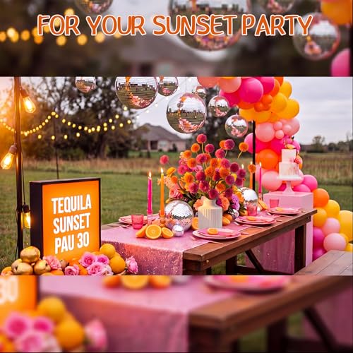 Image of Giegxin 5 Pcs Pink and Orange Party Decorations Fake Chrysanthemum Mum Bouquet for Bachelorette Party Decorations Tequila Sunrise Bridal Shower Wedding Table Centerpiece Vase Arrangement